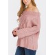 CABLE KNIT OFF SHOULDER SWEATER